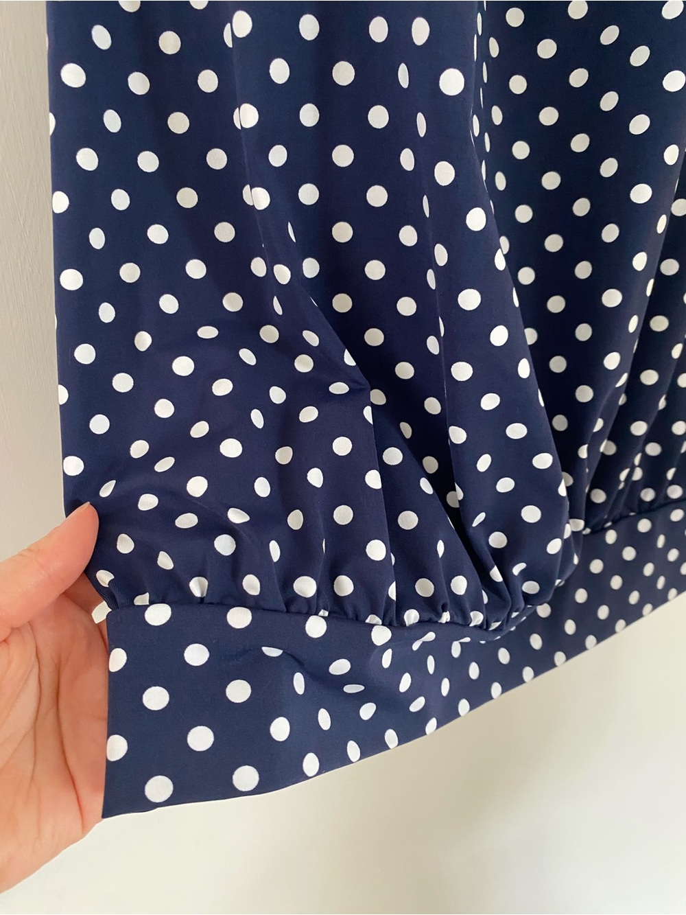 Lands' End Blouson Tankini Top Navy and White Polka Dot Size 12 - Picture 3 of 8